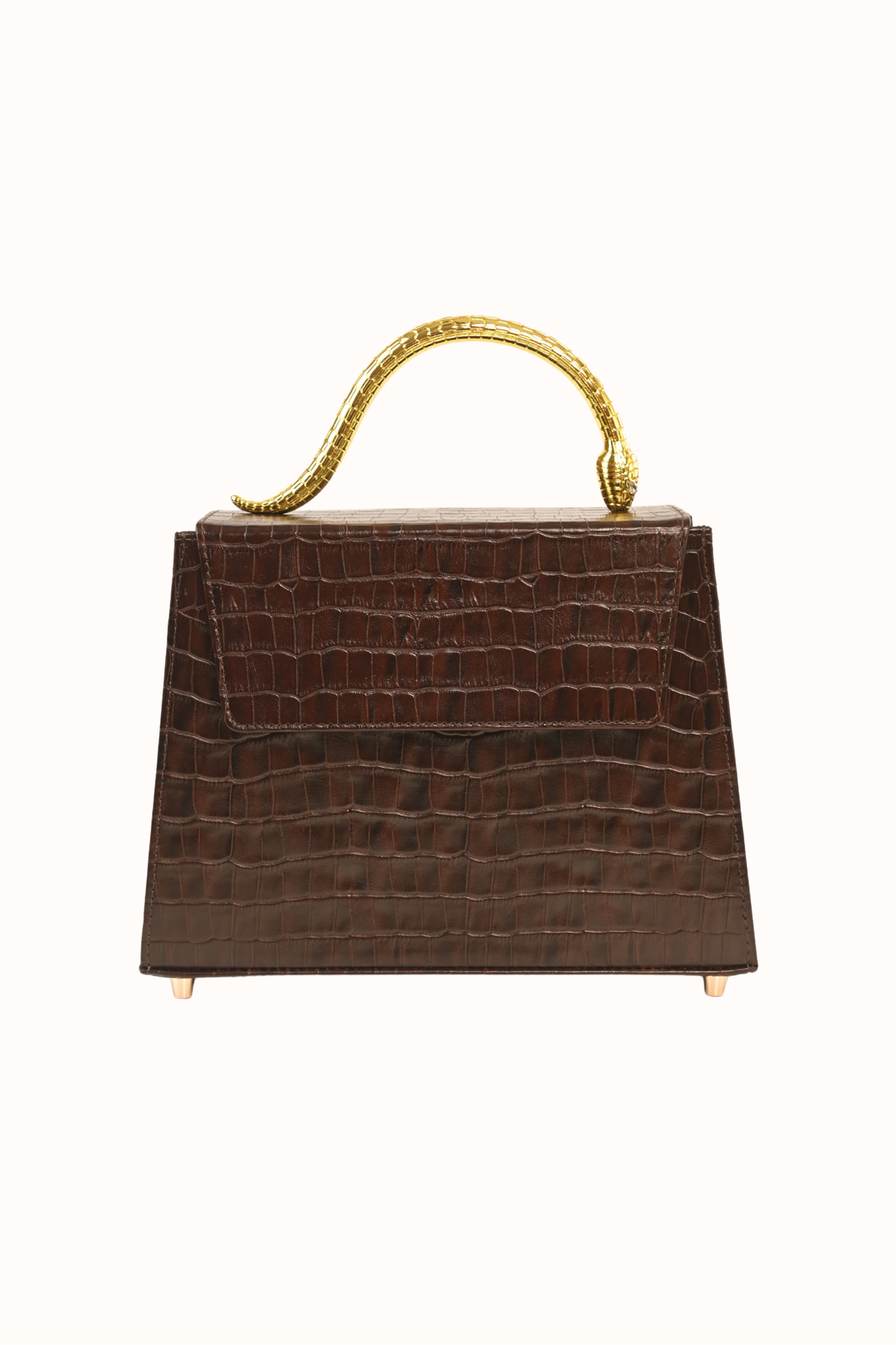 Leather bag Golden Snake in Chocolate