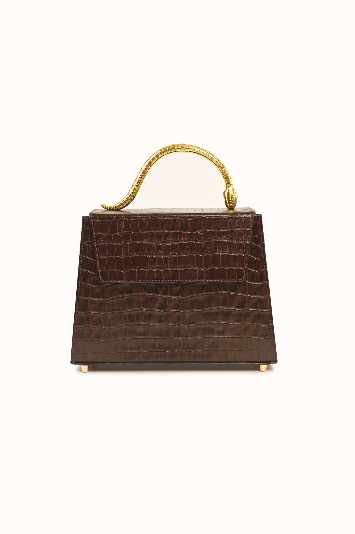 Leather bag Golden Snake in Chocolate