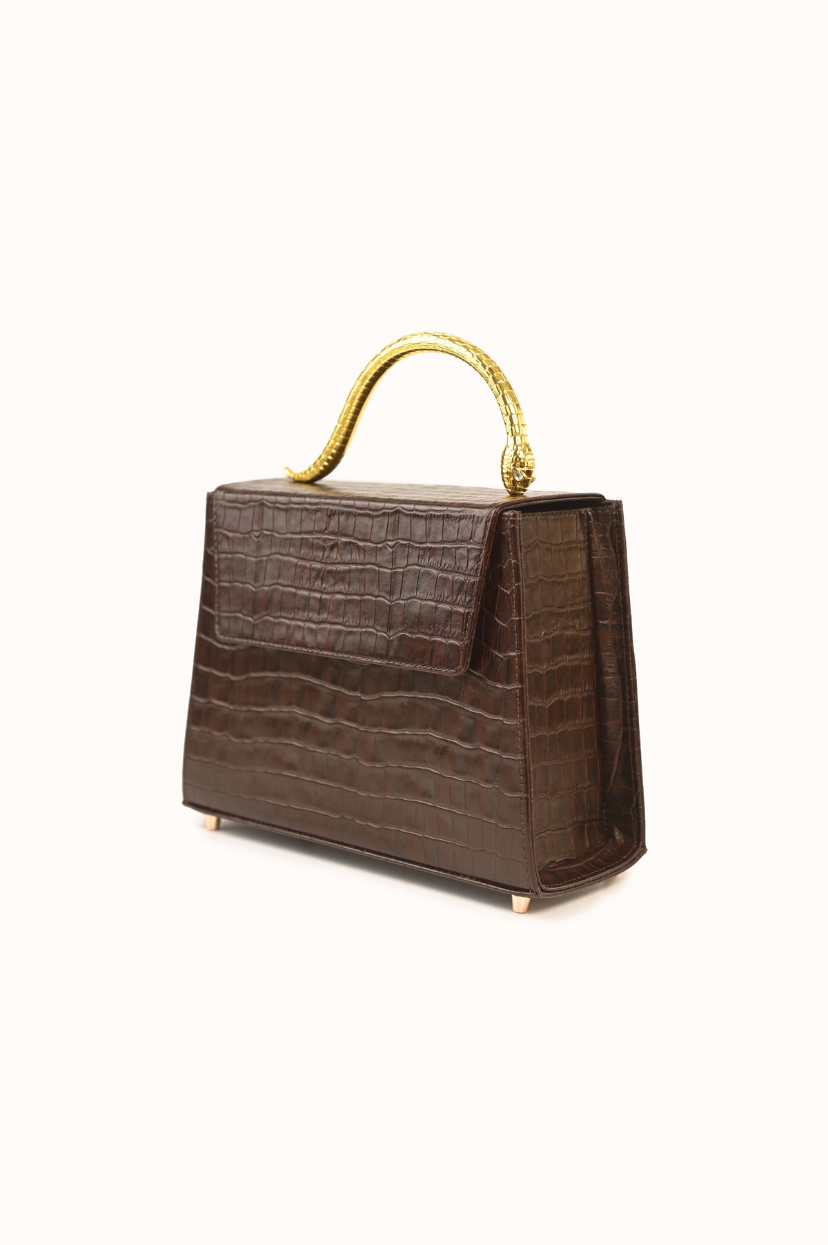 Leather bag Golden Snake in Chocolate