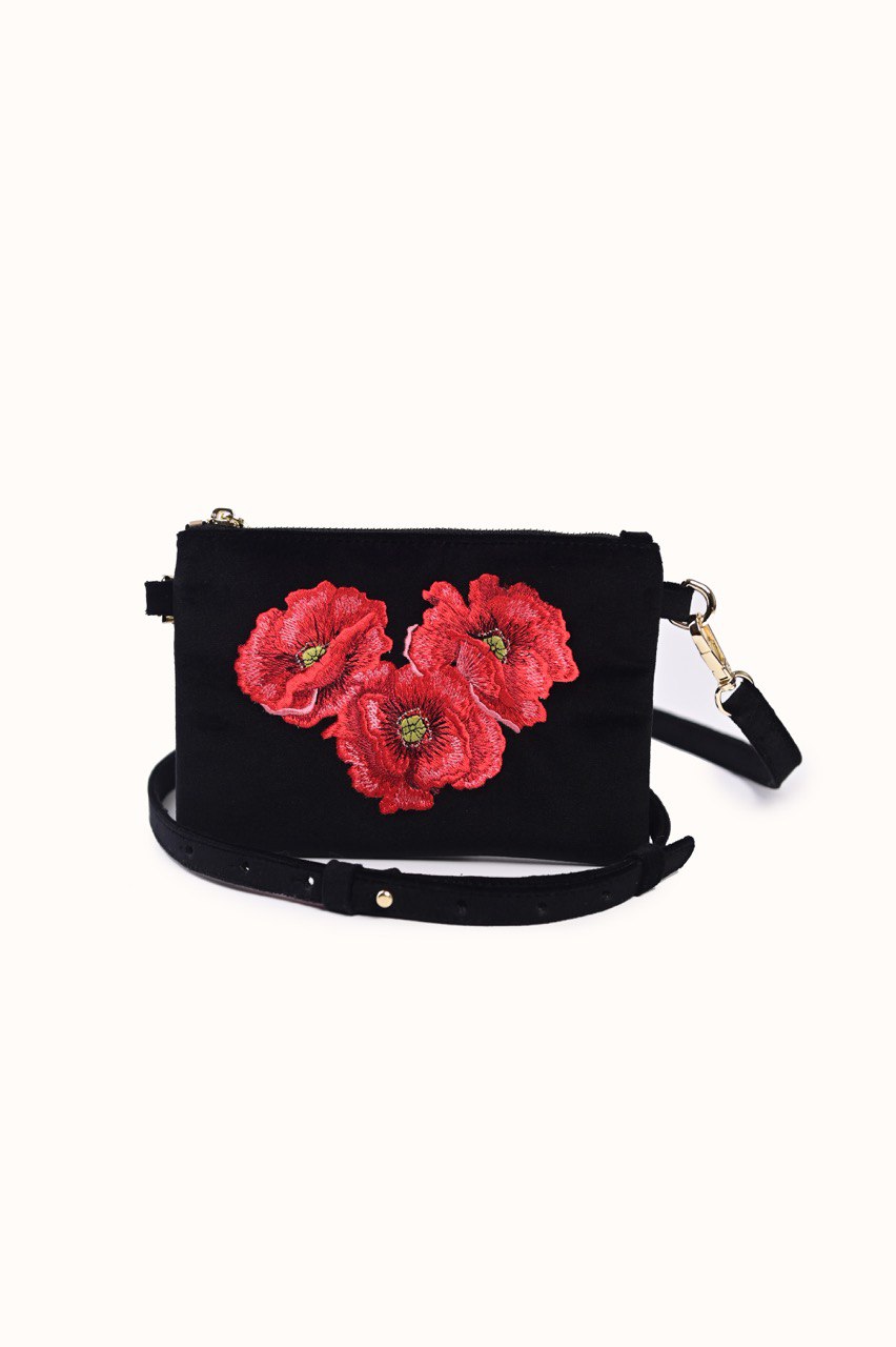 Velvet handbag "Poppies"