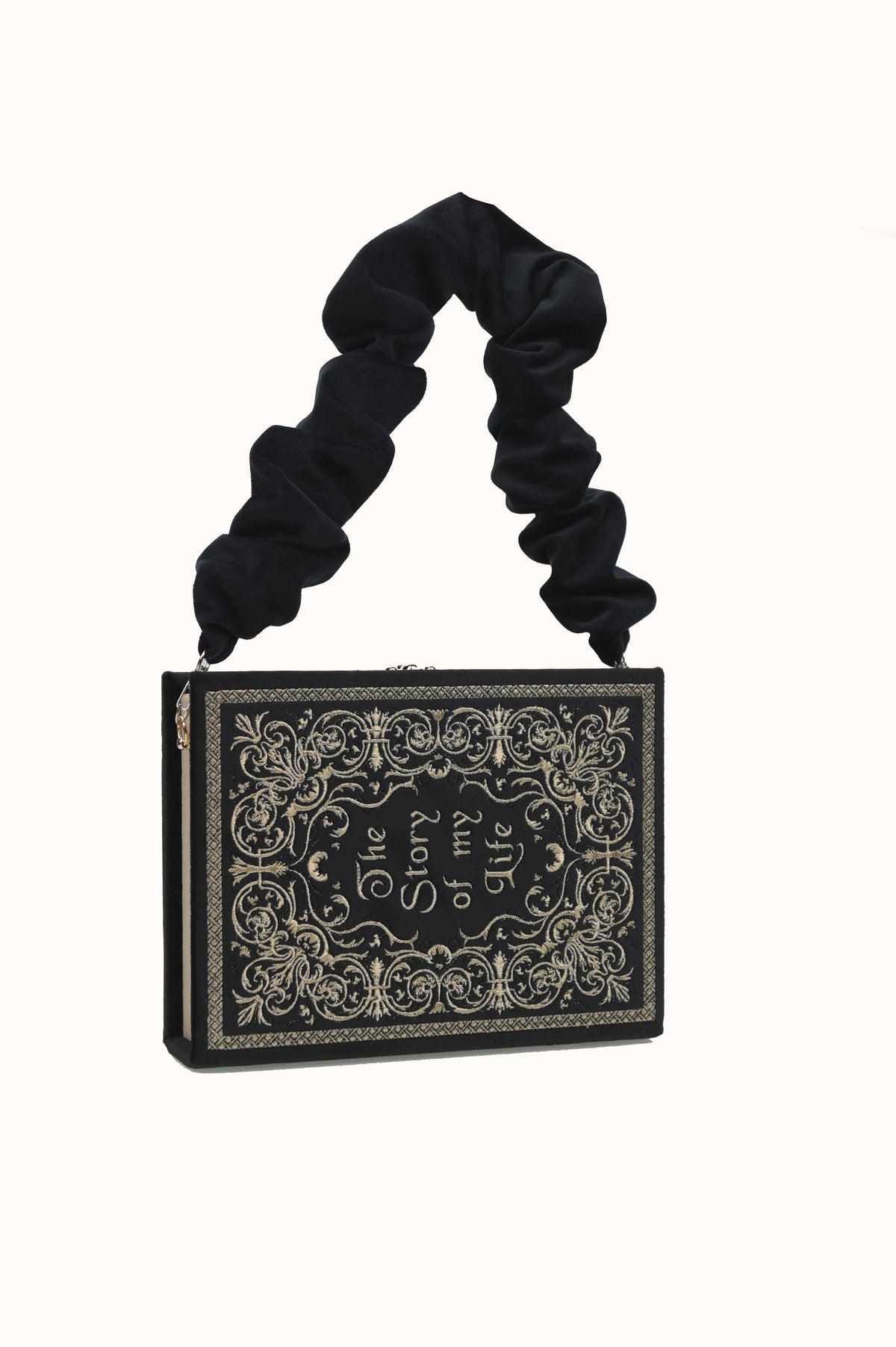 Detachable draped velvet chain handle