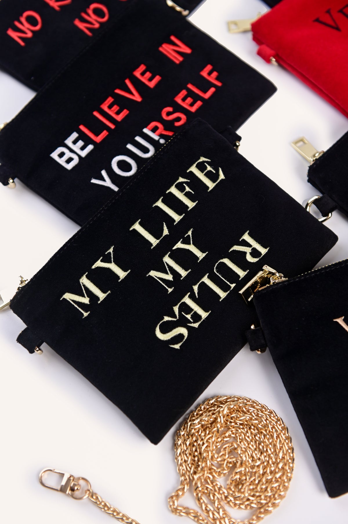 Velvet "WARNING" Pouch