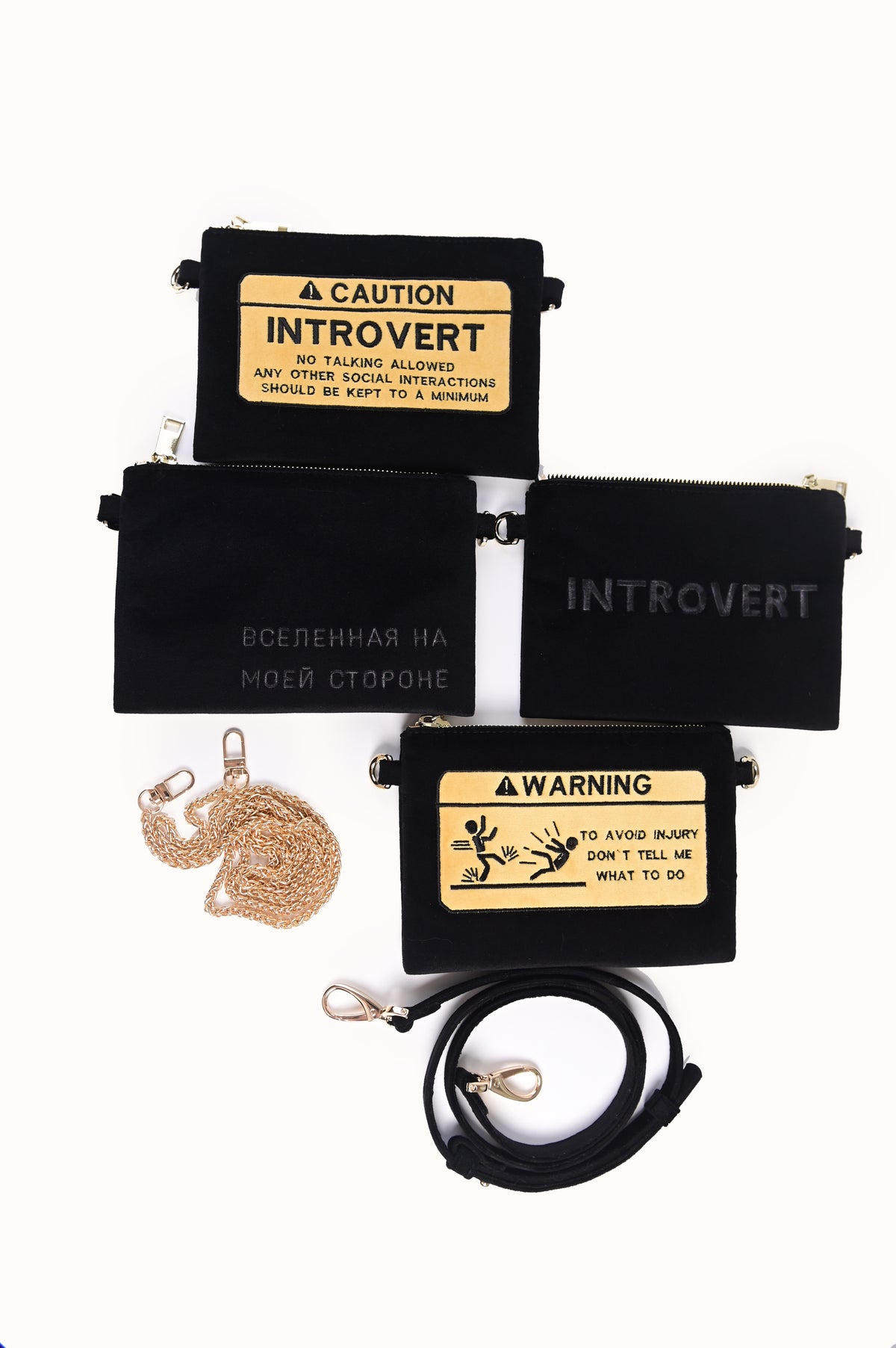 Velvet "WARNING" Pouch