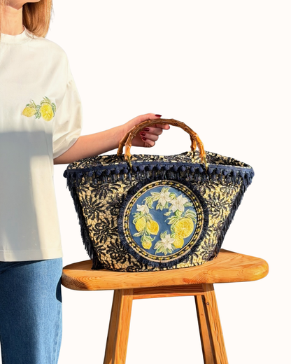 Сумка з мараканської соломи Lemon