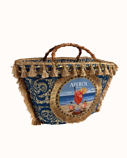 Aperol Moroccan straw bag