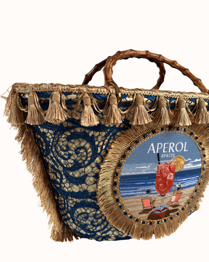 Aperol Moroccan straw bag