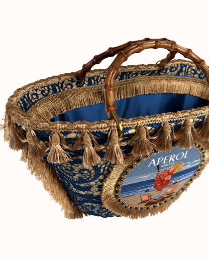 Aperol Moroccan straw bag