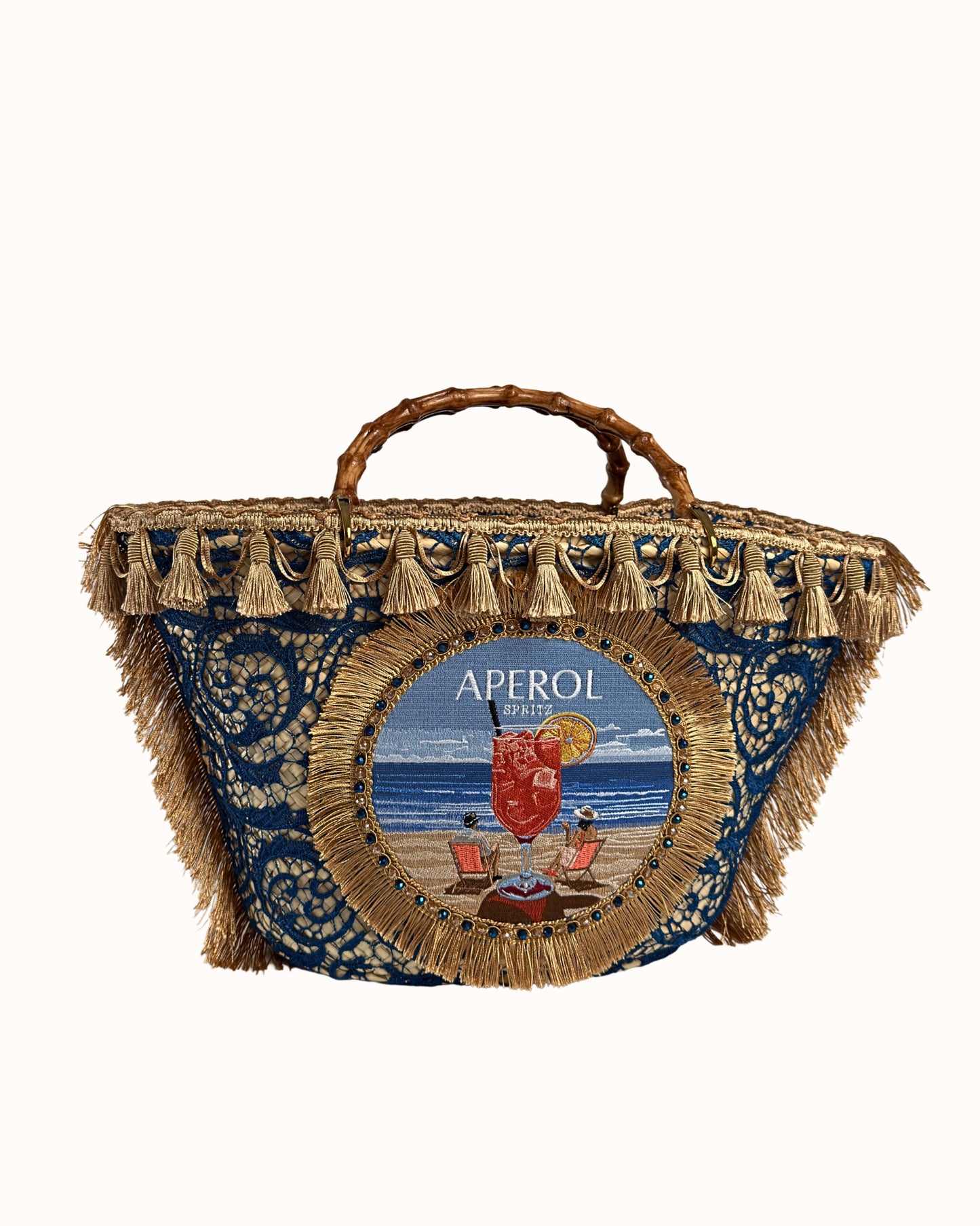Aperol Moroccan straw bag