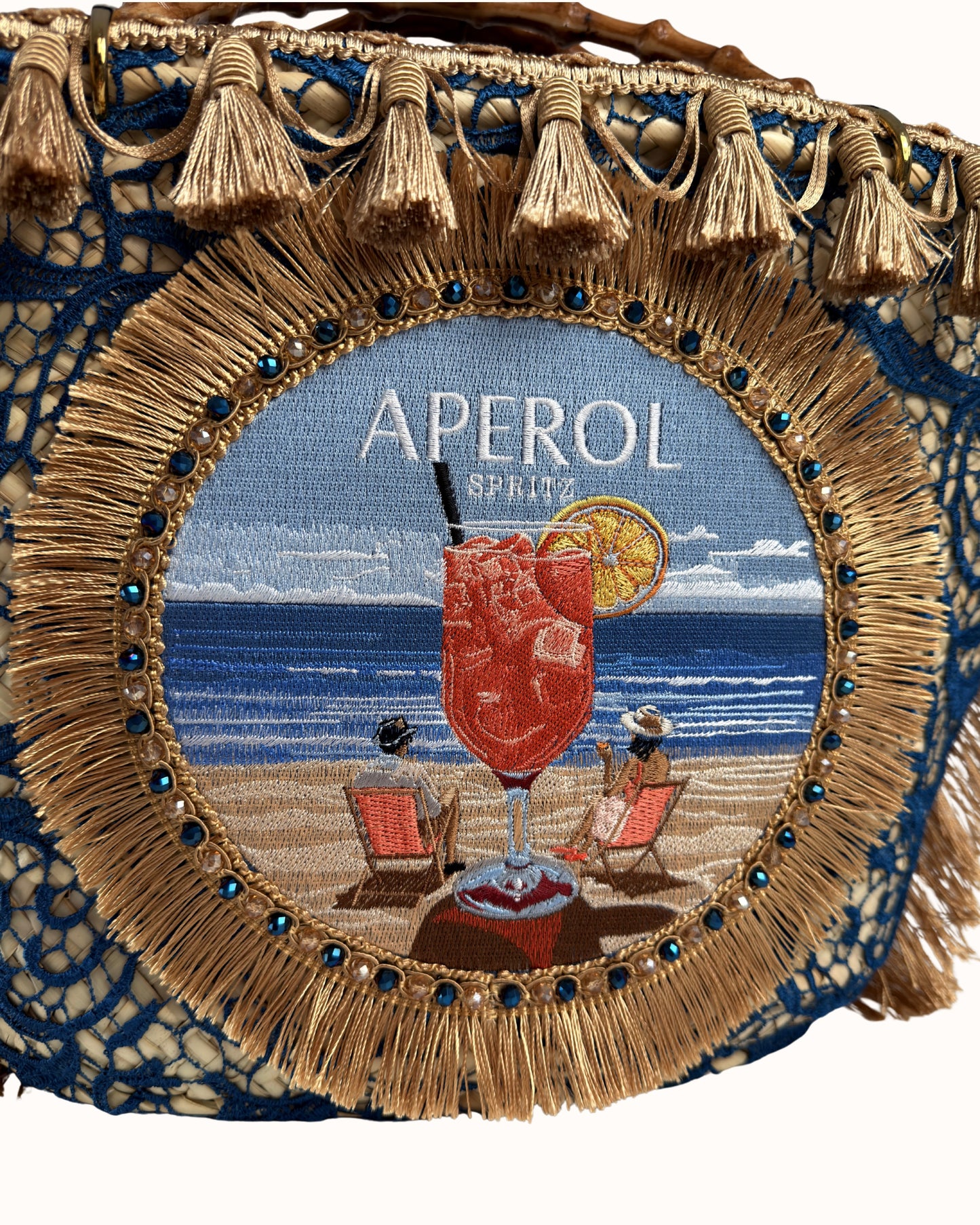 Aperol Moroccan straw bag