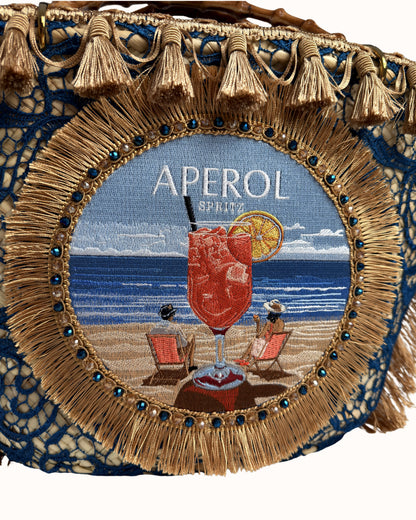 Aperol Moroccan straw bag