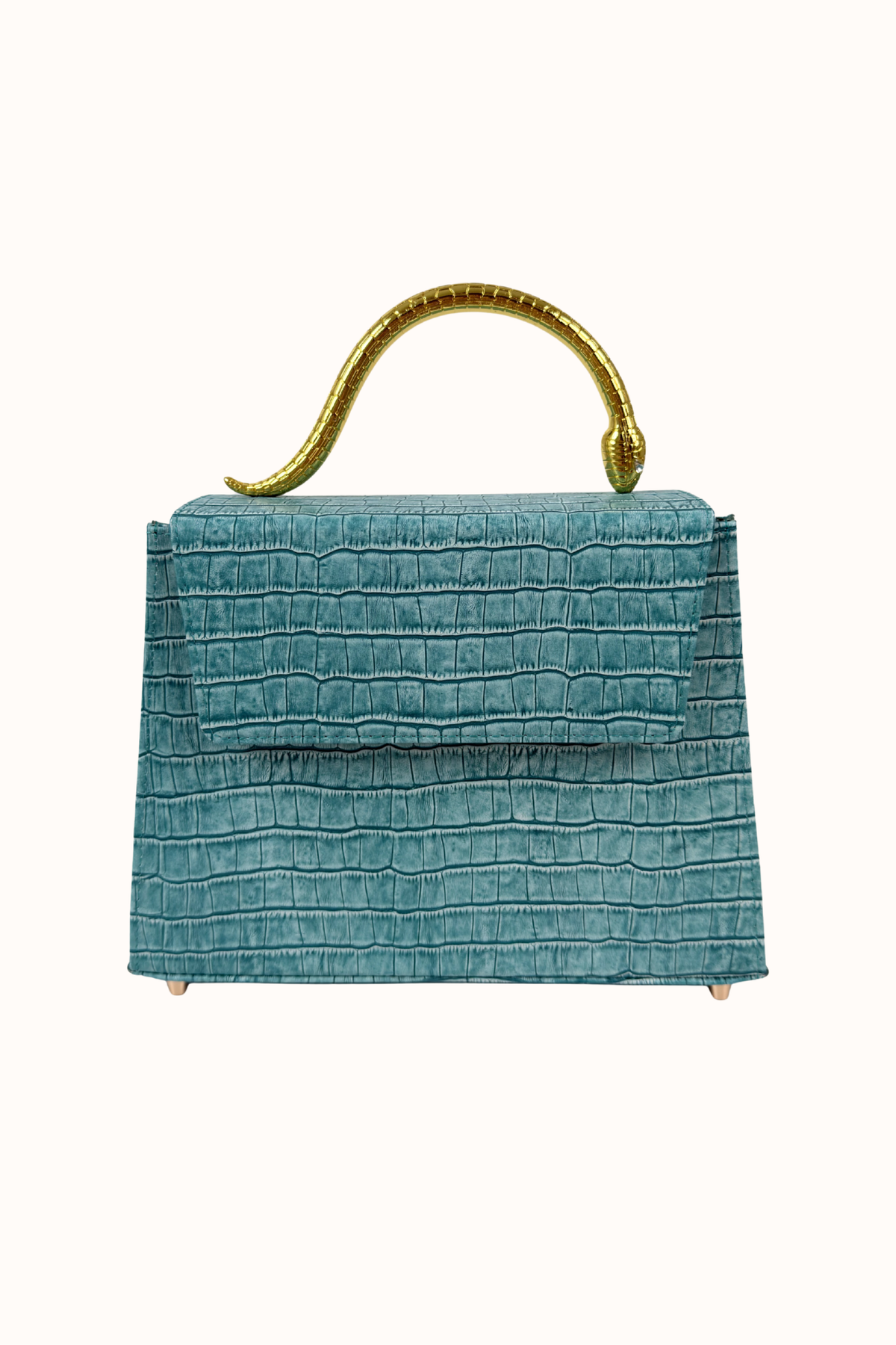 Golden Snake in Turquoise leather bag