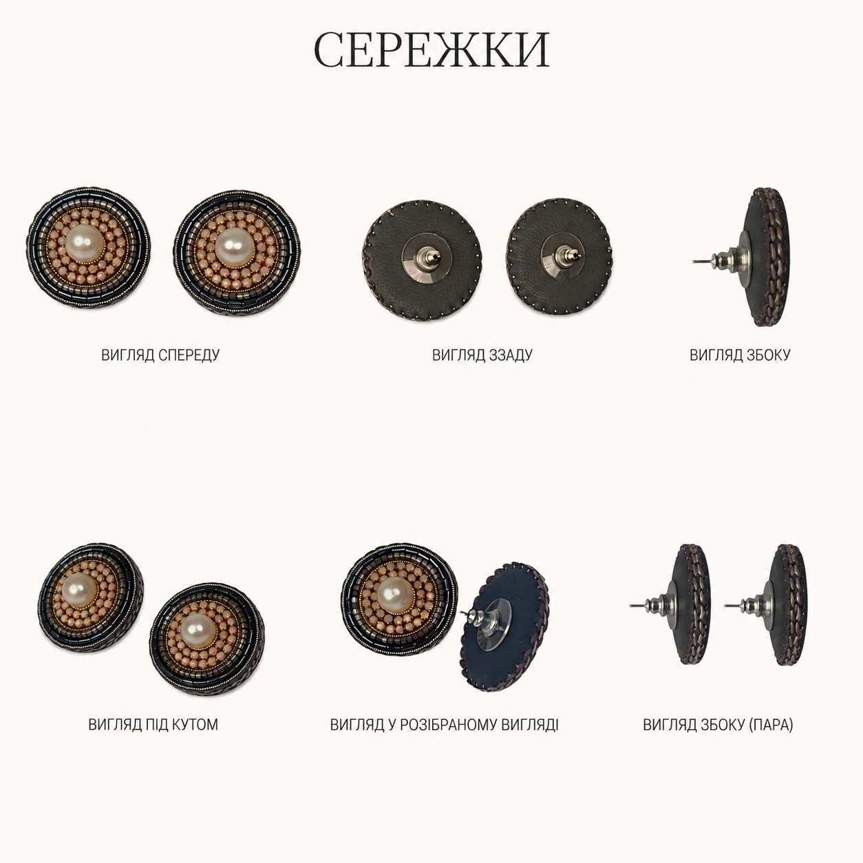 Сережки комплект "Мушля + пусет Перли"