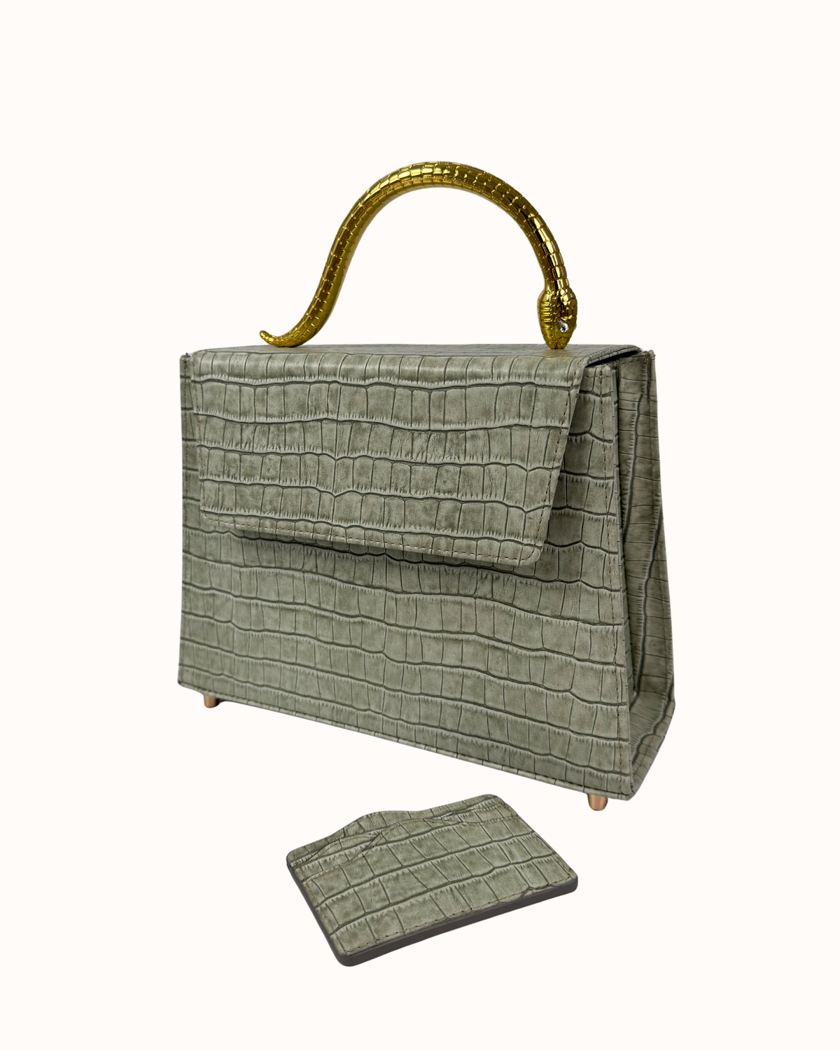 Шкіряна сумка Golden Snake in Sage Olive