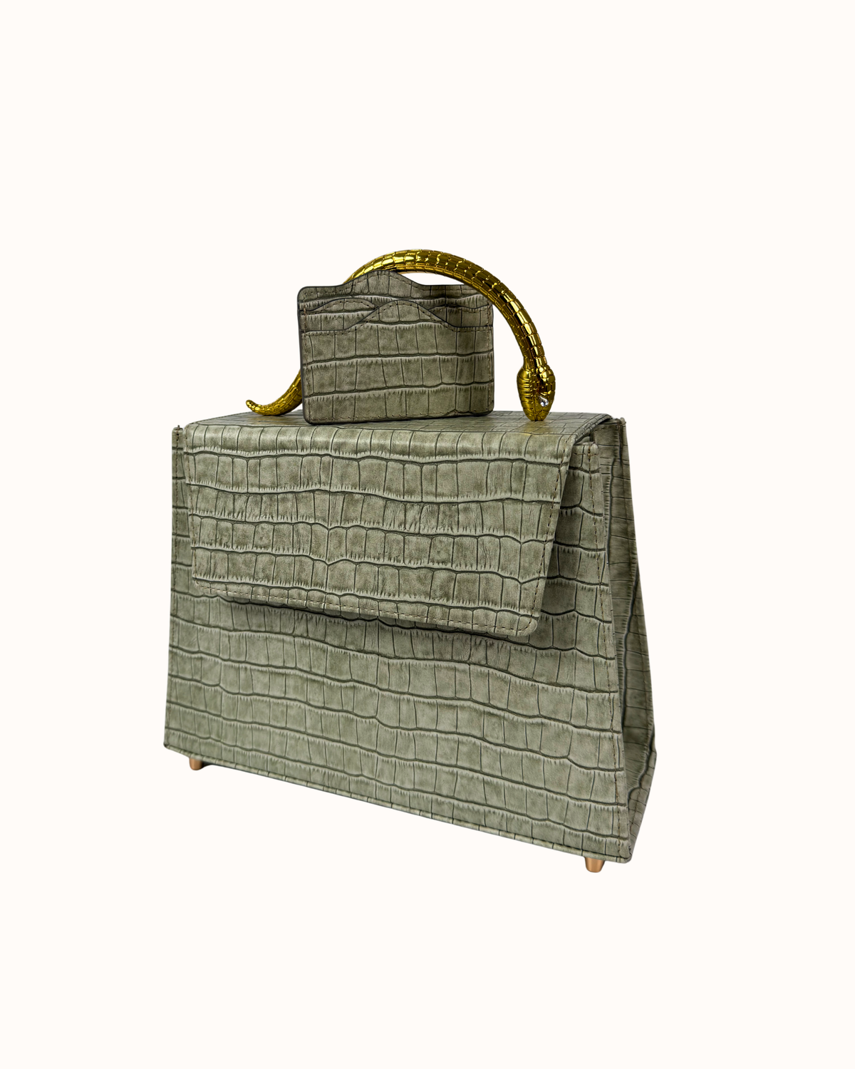 Шкіряна сумка Golden Snake in Sage Olive
