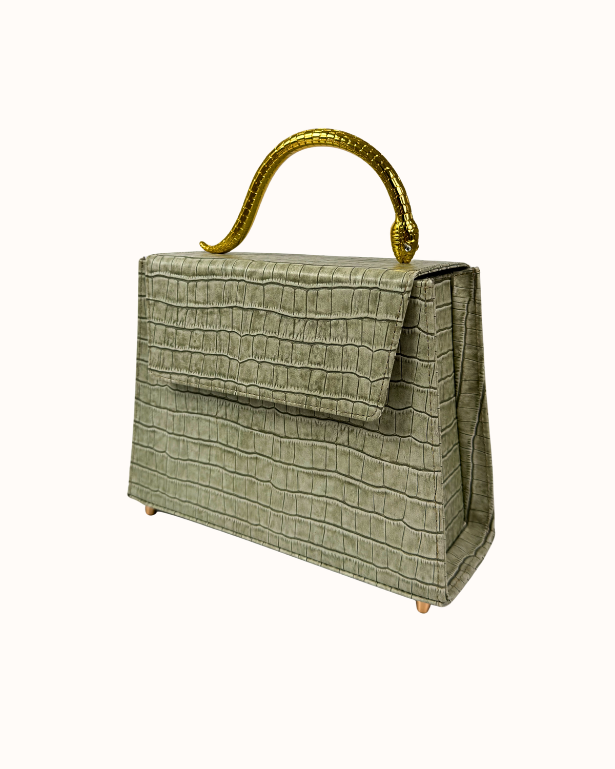 Шкіряна сумка Golden Snake in Sage Olive