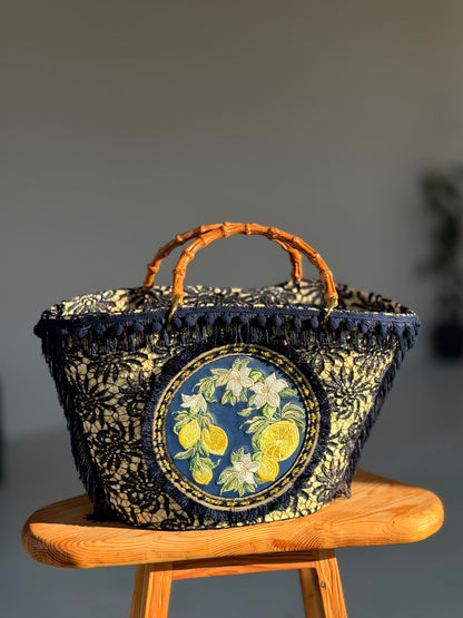 Сумка з мараканської соломи Lemon