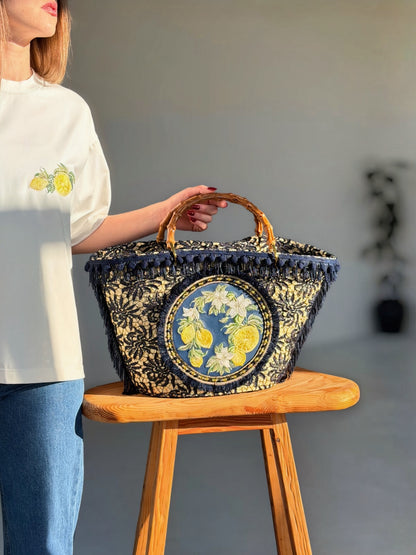 Сумка з мараканської соломи Lemon