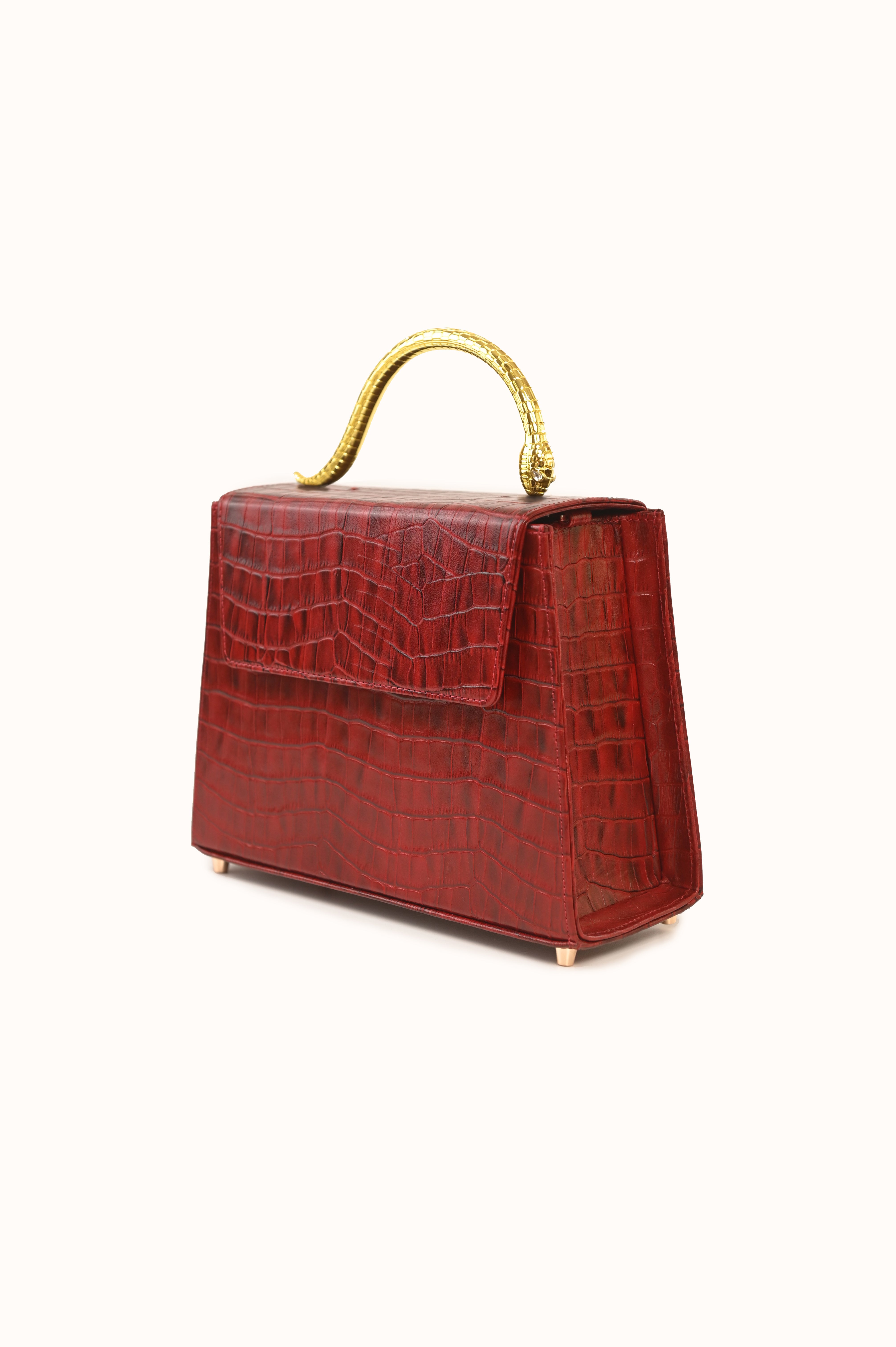 Кожаная сумка Golden Snake in Burgundy